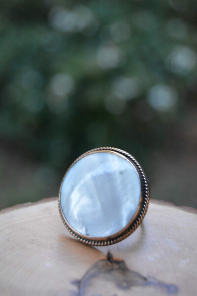 Mother of Pearl Natural Stone Handmade Adjustable Women's Ring - 1