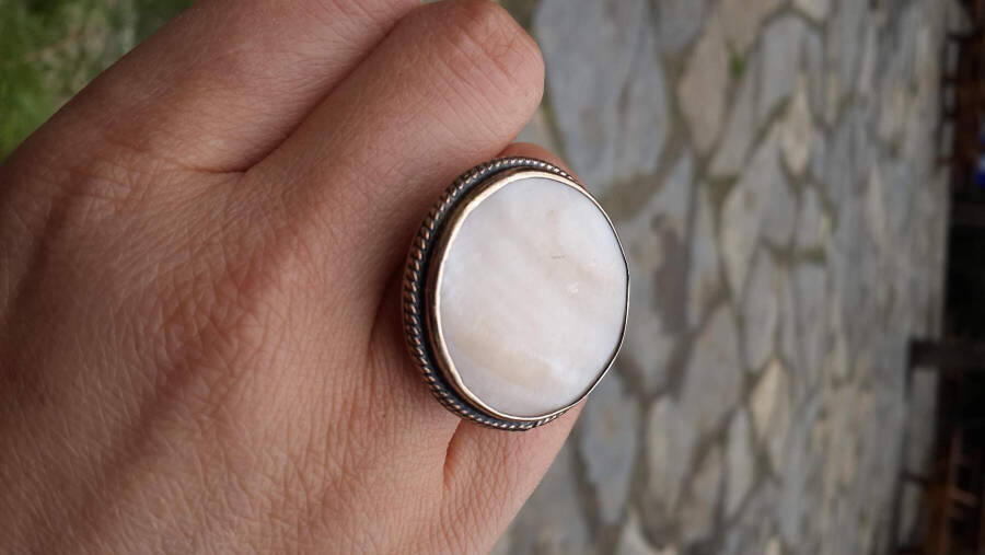 Mother of Pearl Natural Stone Handmade Adjustable Women's Ring - 2