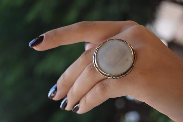 Mother of Pearl Natural Stone Handmade Adjustable Women's Ring - 3