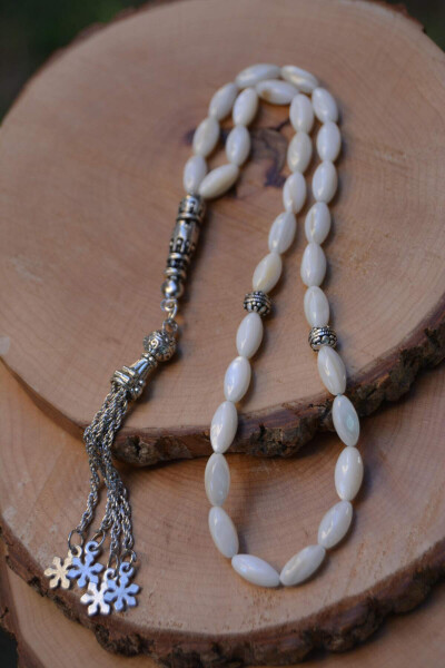 Mother of Pearl Natural Stone White Prayer Beads - 1