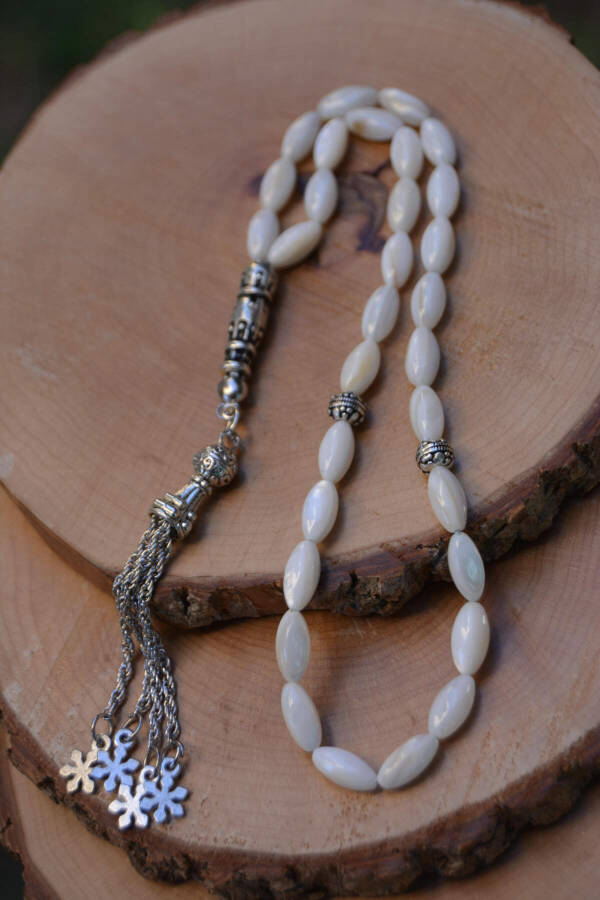 Mother of Pearl Natural Stone White Prayer Beads - 2