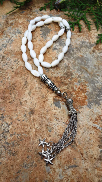 Mother of Pearl Natural Stone White Prayer Beads - 3