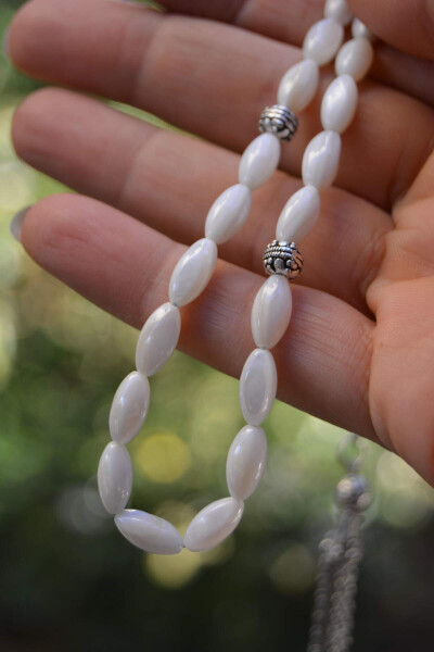 Mother of Pearl Natural Stone White Prayer Beads - 6