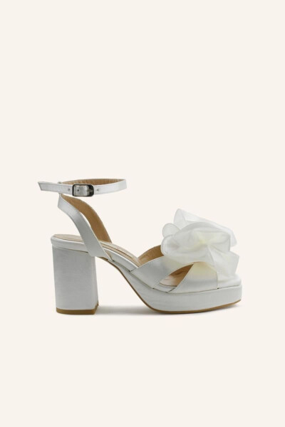 Mother-of-Pearl Satin Lily Heeled Bridal Shoes - 13