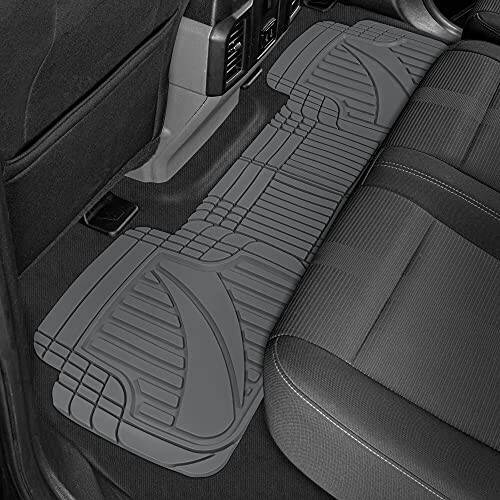 Motor Trend FlexTough Advanced Gray Rubber Car Floor Mats with Cargo Liner Full Set - Old va Orqa Combo Trim to Fit Floor Mats for Cars Van SUV, Barcha Ob-havo Sharoitlariga Mos Avtomobil Zamin Astarlari - 12