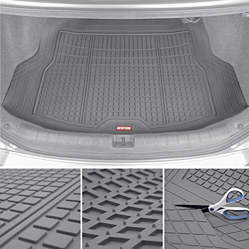 Motor Trend FlexTough Advanced Gray Rubber Car Floor Mats with Cargo Liner Full Set - Old va Orqa Combo Trim to Fit Floor Mats for Cars Van SUV, Barcha Ob-havo Sharoitlariga Mos Avtomobil Zamin Astarlari - 13