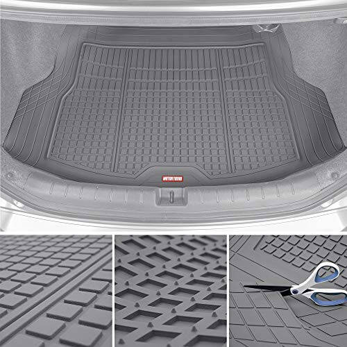 Motor Trend FlexTough Advanced Gray Rubber Car Floor Mats with Cargo Liner Full Set - Old va Orqa Combo Trim to Fit Floor Mats for Cars Van SUV, Barcha Ob-havo Sharoitlariga Mos Avtomobil Zamin Astarlari - 13