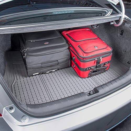 Motor Trend FlexTough Advanced Gray Rubber Car Floor Mats with Cargo Liner Full Set - Old va Orqa Combo Trim to Fit Floor Mats for Cars Van SUV, Barcha Ob-havo Sharoitlariga Mos Avtomobil Zamin Astarlari - 14