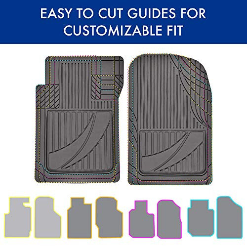 Motor Trend FlexTough Advanced Gray Rubber Car Floor Mats with Cargo Liner Full Set - Old va Orqa Combo Trim to Fit Floor Mats for Cars Van SUV, Barcha Ob-havo Sharoitlariga Mos Avtomobil Zamin Astarlari - 2