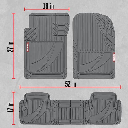 Motor Trend FlexTough Advanced Gray Rubber Car Floor Mats with Cargo Liner Full Set - Old va Orqa Combo Trim to Fit Floor Mats for Cars Van SUV, Barcha Ob-havo Sharoitlariga Mos Avtomobil Zamin Astarlari - 4