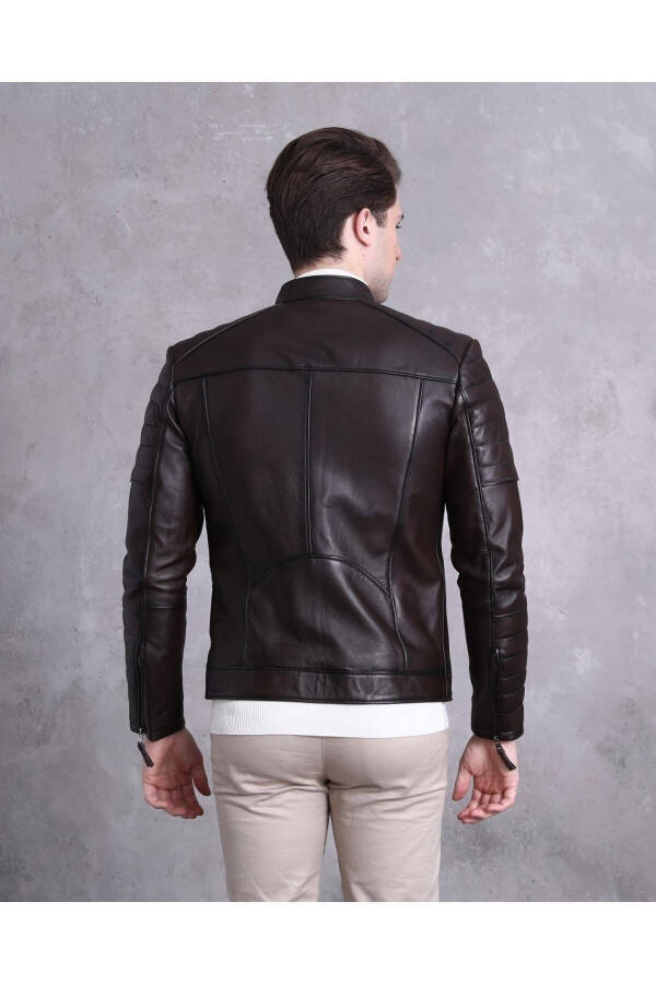 Motorcycle Style Jacket Sport Cut Coffee Color - 2