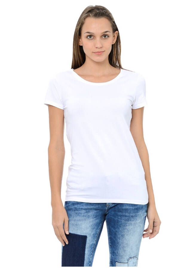 Movi yumaloq yoqali oq ayollar T-ko'ylagi M162767-620 BASIC T-SHIRT - 6