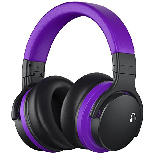 MOVSSOU E7 Active Noise Cancelling Headphones Bluetooth Headphones Wireless Headphones Over Ear with Microphone Deep Bass, Comfortable Protein Earpads, 30 Hours Playtime for Travel/Work, Medium Purple - 1