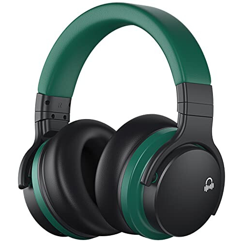 MOVSSOU E7 Active Noise Cancelling Headphones Bluetooth Headphones Wireless Headphones Over Ear with Microphone Deep Bass, Comfortable Protein Earpads, 30 Hours Playtime for Travel/Work, Teal Green - 1