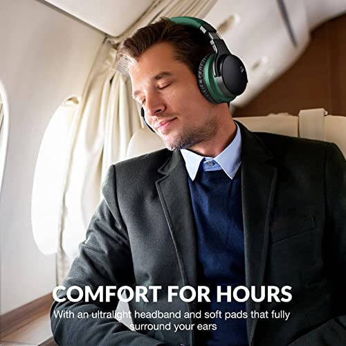 MOVSSOU E7 Active Noise Cancelling Headphones Bluetooth Headphones Wireless Headphones Over Ear with Microphone Deep Bass, Comfortable Protein Earpads, 30 Hours Playtime for Travel/Work, Teal Green - 5