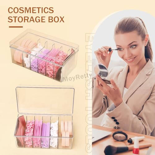 MoyRetty Acrylic Lash Extension Organizer, Large Capacity Eyelash Extension Supplies Storage Container Box, Neatly Store and Organize Your Lash Supplies (Clear) - 8