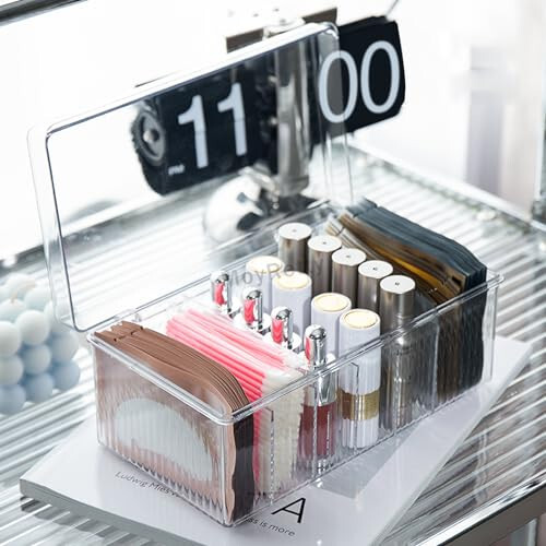 MoyRetty Acrylic Lash Extension Organizer, Large Capacity Eyelash Extension Supplies Storage Container Box, Neatly Store and Organize Your Lash Supplies (Clear) - 12