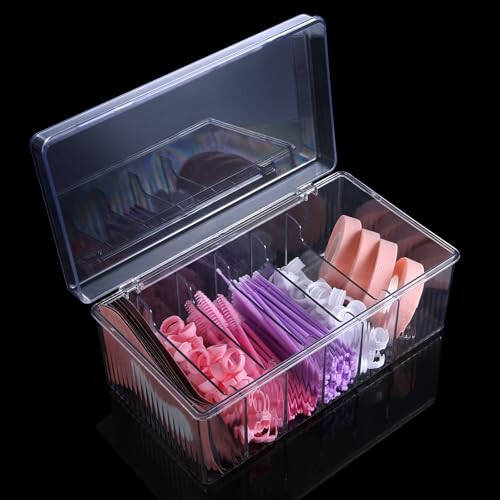 MoyRetty Acrylic Lash Extension Organizer, Large Capacity Eyelash Extension Supplies Storage Container Box, Neatly Store and Organize Your Lash Supplies (Clear) - 1