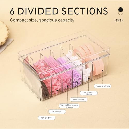 MoyRetty Acrylic Lash Extension Organizer, Large Capacity Eyelash Extension Supplies Storage Container Box, Neatly Store and Organize Your Lash Supplies (Clear) - 4