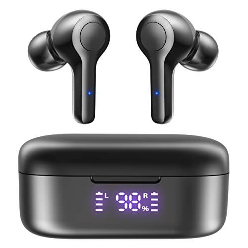 MOZOTER Bluetooth 5.3 Wireless Earbuds, Deep Bass Loud Sound Clear Call Noise Cancelling with 4 Microphones in-Ear Headphones with Wireless Charging Case Compatible for iPhone Android, Workout - 1