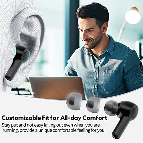 MOZOTER Bluetooth 5.3 Wireless Earbuds, Deep Bass Loud Sound Clear Call Noise Cancelling with 4 Microphones in-Ear Headphones with Wireless Charging Case Compatible for iPhone Android, Workout - 6