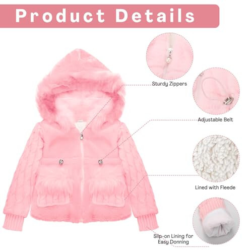 MQQUFF Baby Girls Infant Winter Knited Fur Outerwear Coats Snowsuit Clothing Jackets - 2