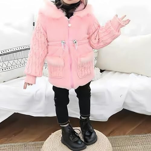 MQQUFF Baby Girls Infant Winter Knited Fur Outerwear Coats Snowsuit Clothing Jackets - 4