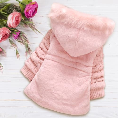 MQQUFF Baby Girls Infant Winter Knited Fur Outerwear Coats Snowsuit Clothing Jackets - 5