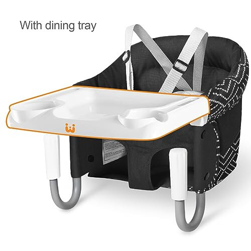 MTWML Hook On High Chair with Tray, Portable Baby High Chair That Attaches to Table, Clip On Fast Table High Chair for Babies and Toddlers. Baby Feeding Seat for Dining Table and Counter (Stripe-Black) - 33