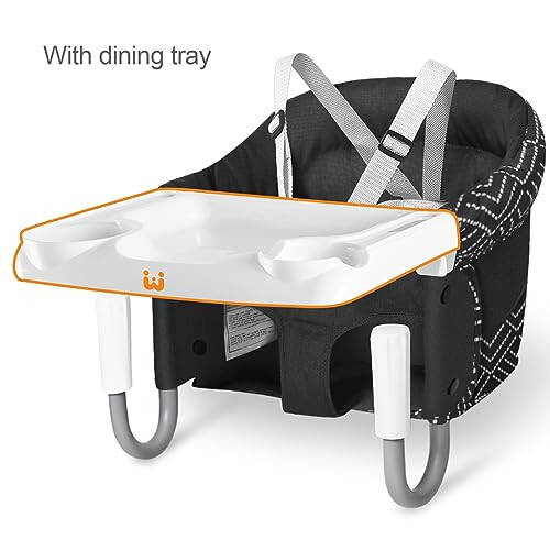 MTWML Hook On High Chair with Tray, Portable Baby High Chair That Attaches to Table, Clip On Fast Table High Chair for Babies and Toddlers. Baby Feeding Seat for Dining Table and Counter (Stripe-Black) - 27