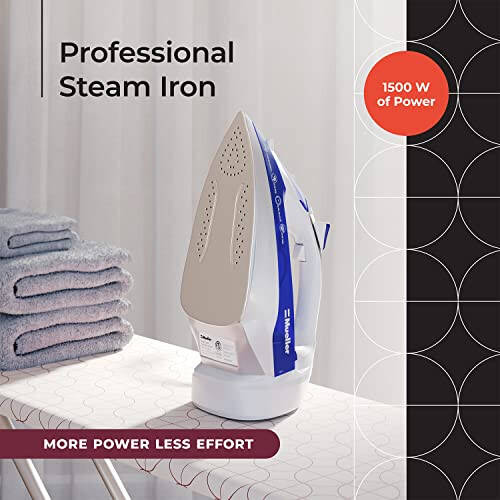 Mueller Professional Grade Steam Iron, Retractable Cord for Easy Storage, Shot of Steam/Vertical Shot, 8 Ft Cord, 3 Way Auto Shut Off, Self Clean, Blue - 2