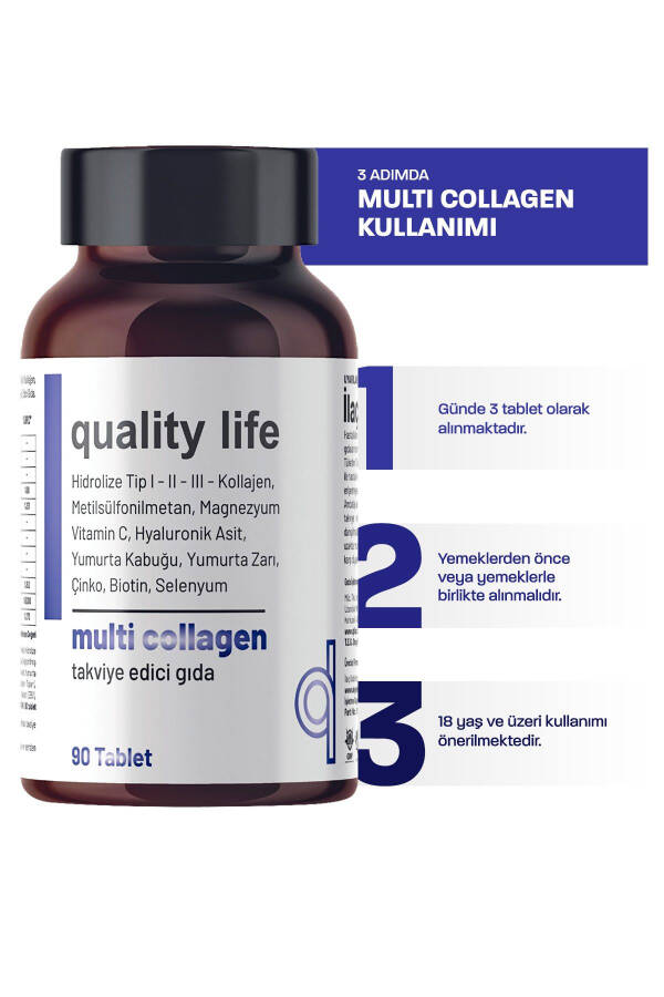 Multi Collagen 90 Tablets - Type 1-2-3-5-10 Collagen MSM Magnesium Vitamin C Eggshell Membrane Zinc - 6