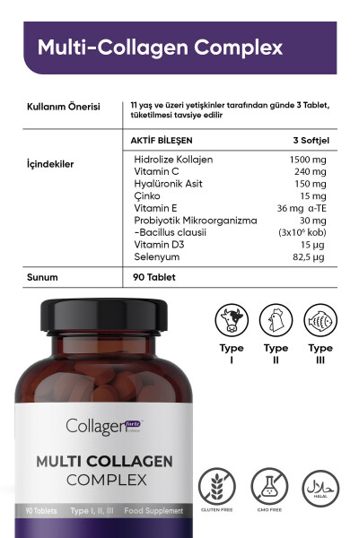 Multi Kolajen Kompleks, Probiyotik & Multivitamin 1500 mg x 90 Tablet - 9