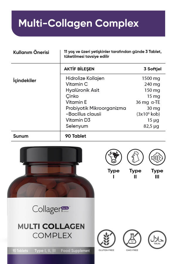 Multi Kolajen Kompleks, Probiyotik & Multivitamin 1500 mg x 90 Tablet - 9