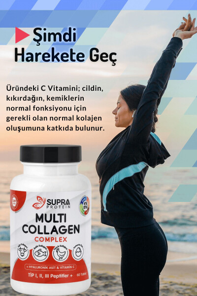 Multi Kolajen Kompleksi 60 Tablet - 5 Tip Kolajen Karışımı + Hyaluronik Asit & C Vitamini - 4