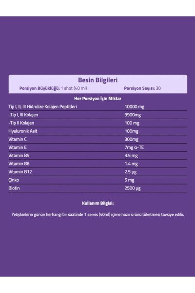 MultiForm Apelsin Ta'midagi Kollagen 40mlx30 Shot 10000 mg Kollagen Peptidlari 1-Turi - 2-Turi - 3-Turi - 5