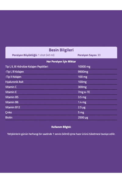 MultiForm Apelsin Ta'midagi Kollagen 40mlx30 Shot 10000 mg Kollagen Peptidlari 1-Turi - 2-Turi - 3-Turi - 3