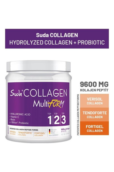 Multiform Kolajen Aromasız 300gr - 9600 mg Hidrolize Kolajen Peptidi - Tip 1, Tip 2, Tip 3 - 1