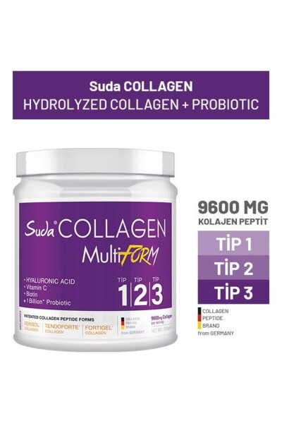 Multiform Kolajen Aromasız 300gr - 9600 mg Hidrolize Kolajen Peptidi - Tip 1, Tip 2, Tip 3 - 3