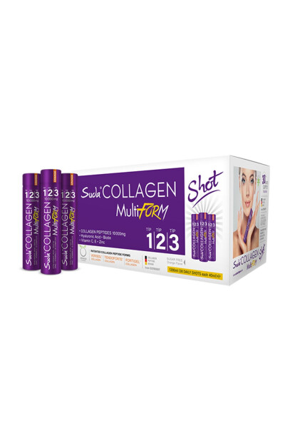 MultiForm Orange Flavored Collagen 40mlx30 Shot 10000 mg Collagen Peptides Type 1 - Type 2 - Type 3 - 4