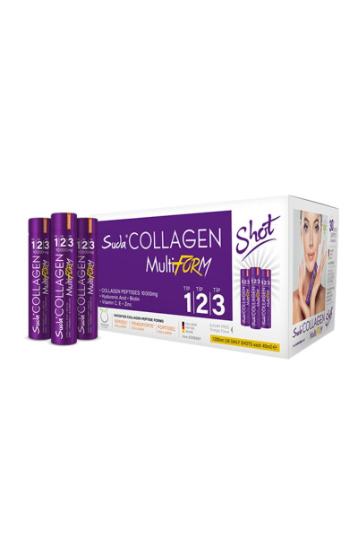 MultiForm Orange Flavored Collagen 40mlx30 Shot 10000 mg Collagen Peptides Type 1 - Type 2 - Type 3 - 2