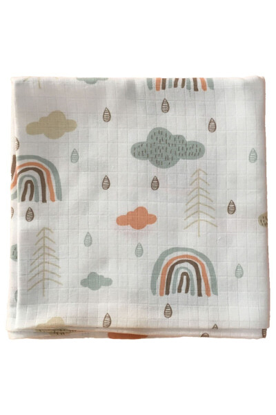 Multipurpose Muslin Blanket 80x80cm Newborn 100% Cotton Oeko-tex Certified Rainbow Figured - 5