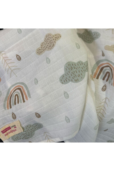 Multipurpose Muslin Blanket 80x80cm Newborn 100% Cotton Oeko-tex Certified Rainbow Figured - 3