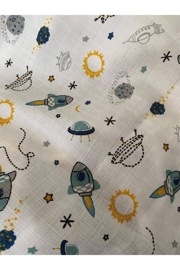 Multipurpose Muslin Blanket 80x80cm Newborn 100% Cotton Oeko-tex Certified Space Travel - 3