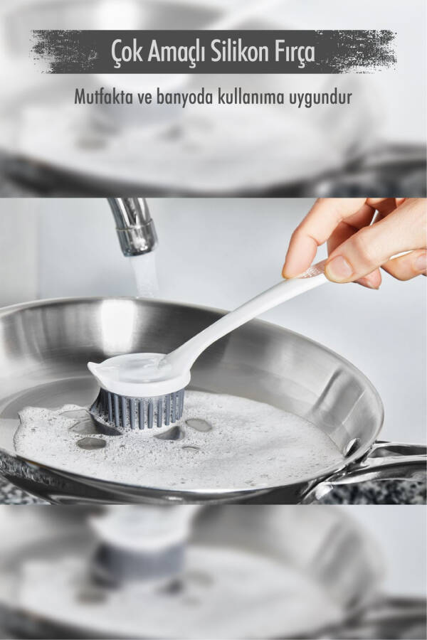 Multipurpose Silicone Dishwashing & Sink Cleaning & Kitchen Countertop Cleaning Brush - 1