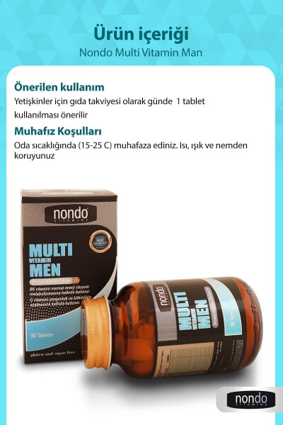 Multivitamin Erkaklar uchun 30 ta Tabletka (A,B1,B2,B3,B6,B7,B12,C,D,E,H VITAMINLARI, PANAX GINSENG, SAW PALMETTO) - 3