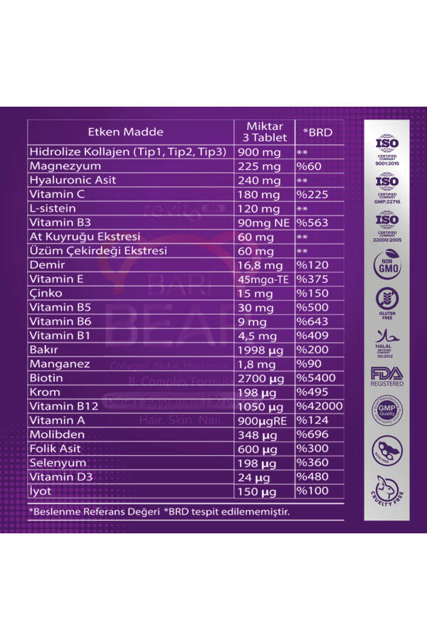 Multivitamin ve Mineralli Kolajen Takviyesi - 90 Adet Çiğnenebilir Tablet - 3