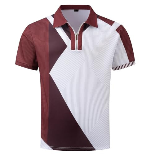 Muscularfit Mens Golf Shirts Short Sleeve Color Block Quarter Zipper Polo Shirt Summer Casual Trendy Outfits Clothing 2024 - 4