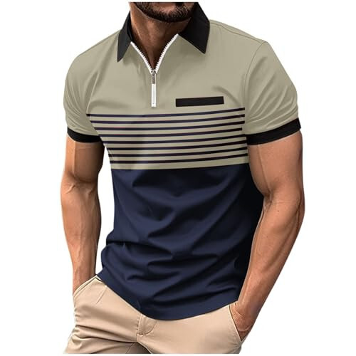 Muscularfit Mens Shirts Casual Stylish Button Down Short Sleeve Polo Shirt Summer Vacation Shirts Loose Athletic Pullover Tee - 1