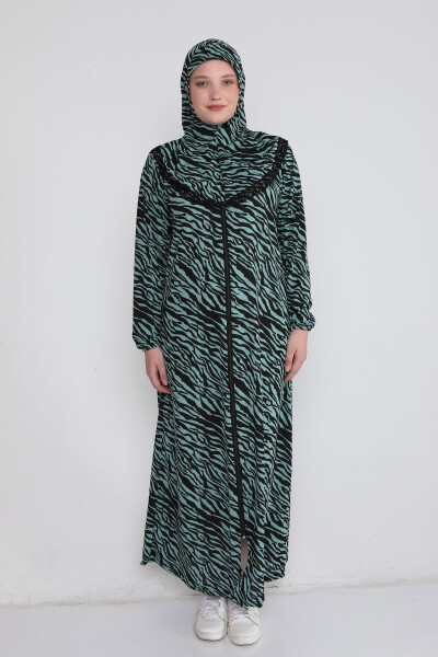 Muslim Prayer Dress with Hijab and Zipper for Women - 1